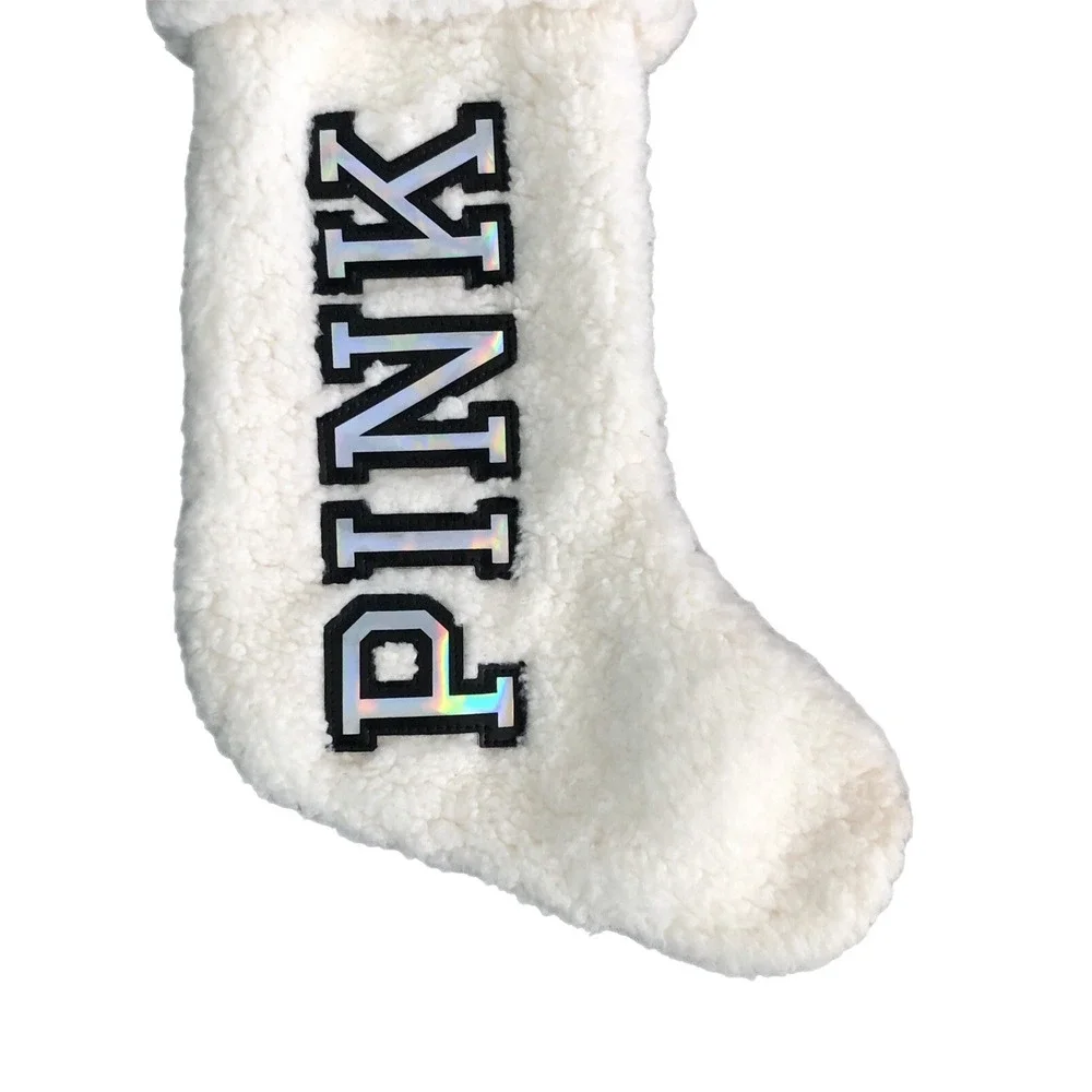 Christmas Victoria's Secret Stocking PINK Holographic‎ Logo White